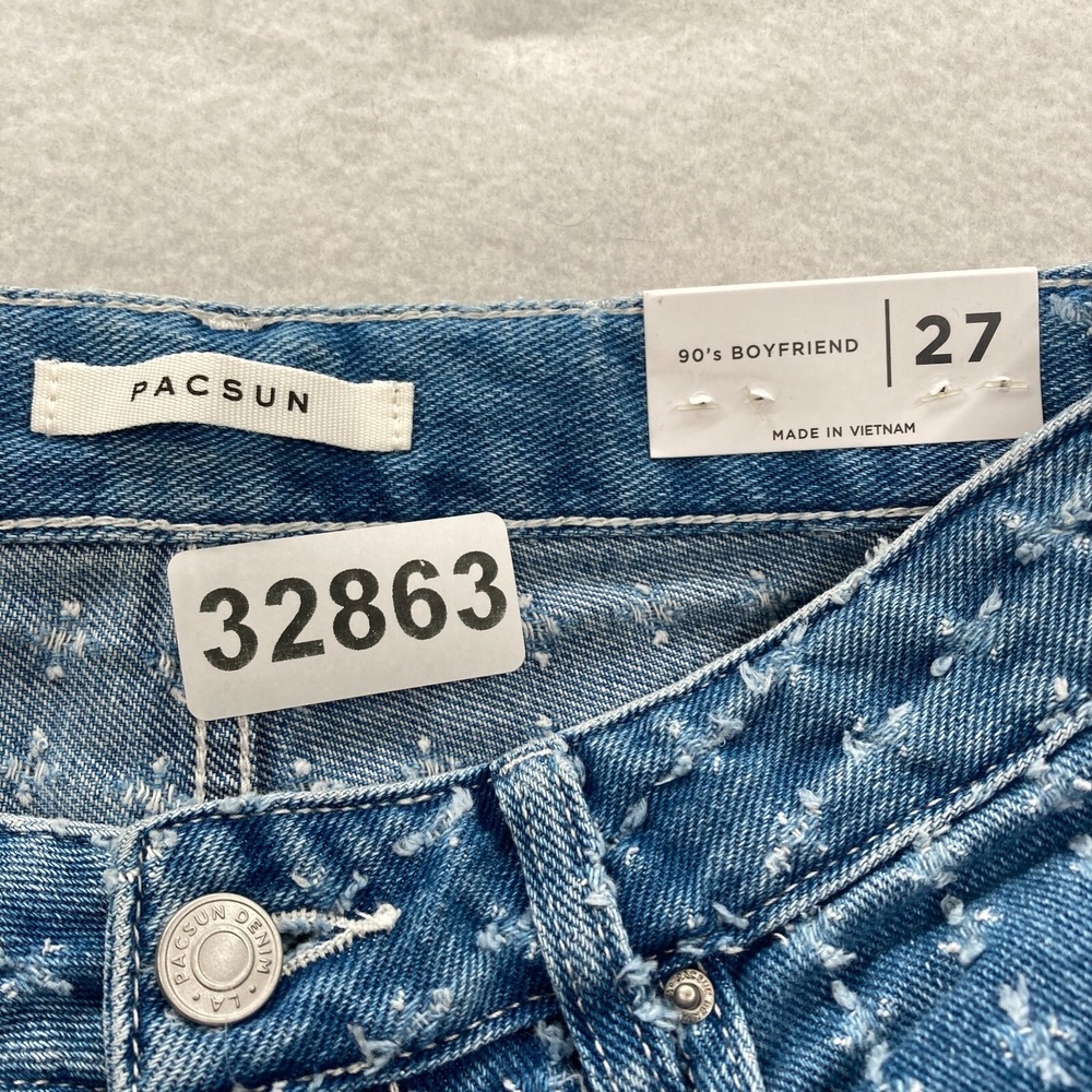 PacSun 90's Boyfriend Jeans Women's 27 Blue Distressed Denim Straight Leg Y2K - Picture 5 of 14